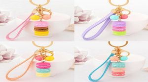 Wedding Supplies Favors Macarons Cake Key Chain Hide Rope Pendant Keychain Car Keyring Baby Shower Party Gifts1920839