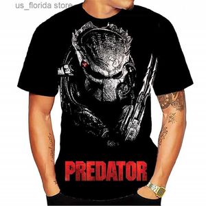 Erkek Tişörtler Predator Grafik Tişört Erkekler Moda Strtwear Hip Hop 3D Baskılı Korku Filmi Uzaylı T-Shirt Yaz Günlük Kadın Giyim Y240321