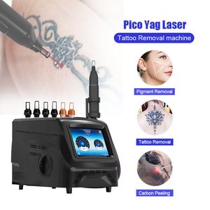 Máquina portátil de remoção de tatuagem a laser de picossegundo aprovada pela CE 1064 nm 755nm 532nm Q Switched Nd Yag Laser Carbon Black Boneca Equipamento de beleza para cuidados faciais