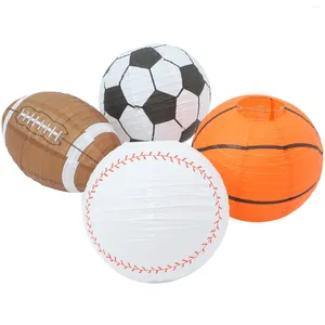 Masa lambaları 4 PCS Rugby Kağıt Fenerler Yaratıcı Basketbol Spor Partisi Dekor Ter Takım Futbol Tavan Sahibi