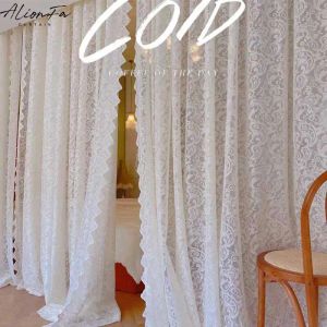 Cortinas europeias de renda tule, cortinas para sala de estar, luxo, floral, transparente, voile, para meninas, quarto, cozinha, decoração de casa
