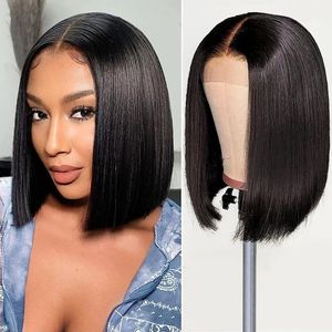 Glueless Transparent 13X4 Short Straight Bob Wig Ready To Wear Human Hair Lace Frontal Wigs for Women PrePlucked Brazilian Hair