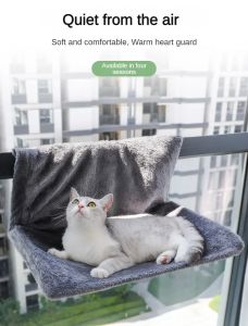 Mats Plush Lshaped Cat Hammock Cat Frame Bed Suspended Cat Nest Bedside Stool Cat Window Sill Cat Mat Metal Iron Frame Beige Grey