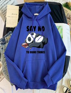 Men039s hoodies säger nej till att göra saker panda tryckt kvinna hip hop casual hooded harajuku fleece hoody 2022 bekväma kvinnor s7242580