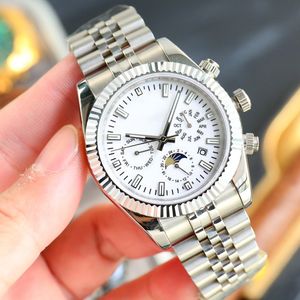 Relógio masculino com movimento mecânico automático relógios 41 mm fase da lua relógio multifuncional pulseira de aço inoxidável 316L cristal safira luminoso Montre de Luxe