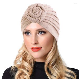 Etniska kläder Fashion Women Elastic Twist Cotton Knutt Turban Headscarf Lady Solid Color Chemo Cap pannband headwrap Hårtillbehör