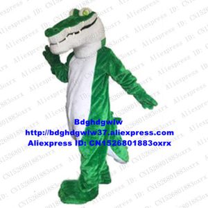 Costumi mascotte Verde pelliccia lunga Coccodrillo Alligatore Costume mascotte Personaggio dei cartoni animati per adulti Vestito Istruzione Esposizione Pianificazione della moda Zx1421