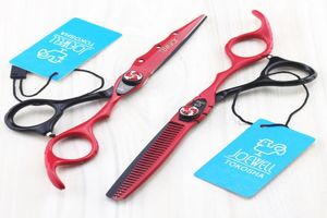 JOEWELL 60 inch cutting thinning hair scissors black and red Baking paint Flame screw professional barber tool5380325