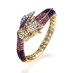 Bangles Luxury Bangles For Women Pulseras Dragon Animal Bracelet Gold Plated Crystal Rhinestone Party Jewelry Indian Femme Mujer