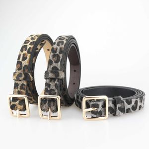 Winter Korean Fashion Leopard Pattern Flocking Horse Hair Decorative Belt for Women's Versatile Needle Button Pants Belt 240315