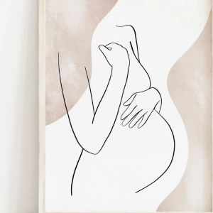 Naklejki w ciąży Linia druk sztuki, minimalistyczna ciąża figura żeńska, macierzyństwo boho przedsięwzięcie, wystrój Dzień Matki Gifte575