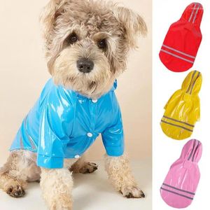 Dog Apparel Raincoat Pet Clothes Reflective PU Hooded Rain Coat Poncho Waterproof Lightweight Jacket For Small Dogs