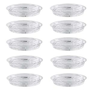 Plantadores de pires para plantas, 10 pacotes de 30 cm (12 polegadas), bandejas transparentes para gotejamento de vasos de flores para plantas internas e externas, jardim transparente