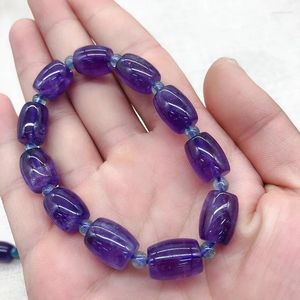 Strand Drop Purple Natural Crystal Armband Barrel Beads Hand Row Lucky For Women Men Armband Fashion Jewelry