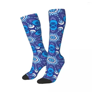 Skarpetki męskie Blue Arabesque Mandala Art Morrocan Unisex Winter Windproof Happy Street Style Crazy Sock