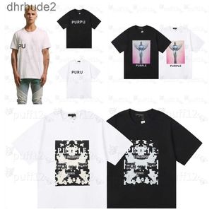 Tasarımcı Mor marka tişörtlü erkek tişört Amerikan caddesi klasik gevşek gündelik tshirt 100 pamuk unisex monogram baskı grafiti kısa süreli shi 65rx