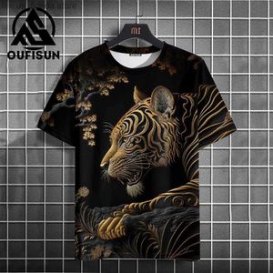 T-shirt da uomo T-shirt da uomo 3d Animal Print Estate corta Slve Top Moda Girocollo Pullover Oversize Abbigliamento maschile T-shirt da esterno Y240314