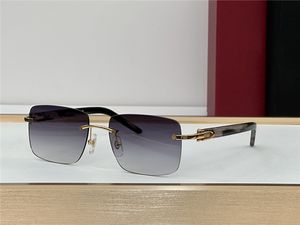 Neues Modedesign, quadratische Sonnenbrille 012, randlos, K-Goldrahmen, marmorierte Brille, Schläfen, einfacher, großzügiger Stil, Outdoor-UV400-Schutzbrille