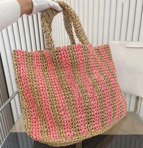 Mulher palha sacos de praia designer saco de crochê bolsa de luxo bolsas bolsa bordada carta listrado totes topo