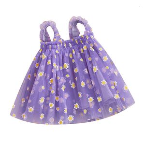 Abito da bambina per bambina senza maniche con fiori estivi Aline in tulle principessa 240228