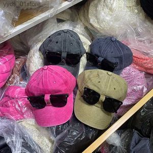 Ballkappen, Katzenohr-Sonnenbrille, rosa Baseball-C-Influencer-Persönlichkeit, Instagram, cooles Mädchen, C-gewaschener Retro-Hut L240314