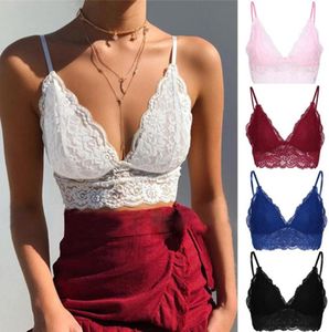 Bralette Reggiseni Donna Pizzo Reggiseno senza fili Lingerie Sexy Scollo a V Intimo Indumenti da notte Ps Taglia Gilet Crop9654319