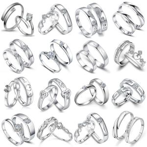 Hurtownia unisex elegancka dziewczyna 925s srebrne platowane pierścionki z klastry cZ Para miłośnicy urok przyjęcia weselne pierścionki zaręczynowe pierścionki zaręczynowe