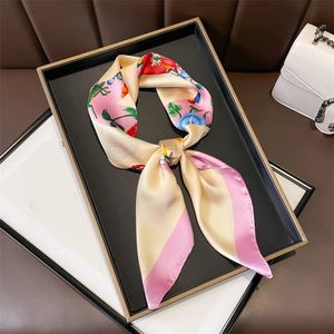 Designer lenço mulheres cachecóis xale carta de seda impresso flor bandana moda alça longa envoltório bolsa bagagem fita bandana presente combinando macio