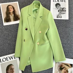 Günlük Uzun Kollu Takım Blazer Ofis Lady Bahar Sonbahar Moda Zarif Katı Dış Giyim Ceket Kadınlar Kadın Ceket 240229