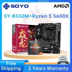 Soyo Dilong B550M utrustad med Ryzen 5 5600X CPU -processor Datorspel Moderkort Set Dual Channel DDR4 Support XMP Overcloc