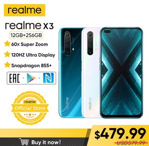 Realme x3 12gb 256gb smartphone 120hz display celular 64mp 60x superzoom snapdragon 855 6 pro phone5330079
