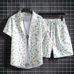 Designer kostym is siden kortärmad blommor skjorta för män hainan ö hawaiian strand semester par set czhx