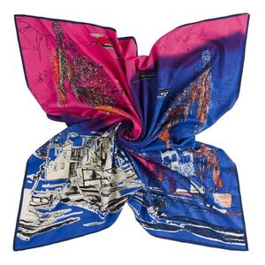 100 cm twill siden halsduk ny design abstrakt målning fyrkantiga halsdukar wraps euro stil sjal office lady foulard muslim nack tie1264g