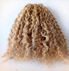 new arrive brazilian curly hair weft hair extensions unprocessed curly natural dark blonde color human extensions can be dyed8755028