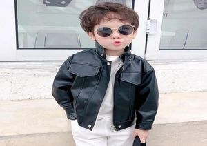 28T Toddler Kid Baby Boy Clothes Long Sleeve Leather PU Jacket For Boys PU Coat Gentleman Streetwear Infant Spring Outfit6137041