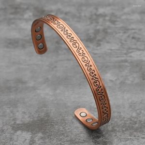 Braccialetti fatti a mano in rame puro tibetano per uomo e donna, polsino semplice, solido, regolabile, modello etnico, gioielli yoga