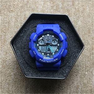 Men's Sports Digital Quartz 100 Watch Full Featured World Time Waterproof LED Auto Lift Light GA Iced Out Watch Oak Series