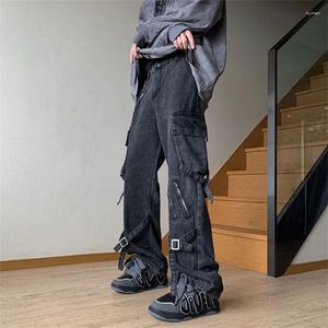 Herren Jeans American Retro Overalls Männlich Y2K High Street Fashion Trend Casual Straight Hipster Fried Hip-Hop Wide-Leg