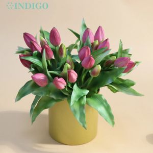 Tulipa roxa 9PCSBundle Bud Bouquet Calla 28CM Real Touch PE Silicone Flor Artificial Casamento Decoração de Casa ÍNDIGO 240308