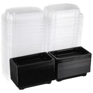 50 PCS Food Containers Lids Disposable Cake Box Sushi Serving Tray Take Out Boxes Meal Prep Japanese 240304