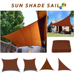 Nets Brown Waterproof Sun Shade żagiel Kwadratowy prostokąt Trójkąt ogrodowy taras baldachim Uvblock Shad