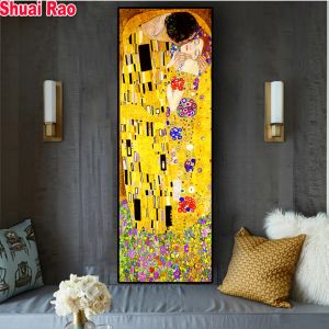 Stitch Gustav Klimt Kiss 5D DIY Diamond Målning Large Diamond Embroidery Crossstitch Diamond Puzzle Classic Artist, Amazing Artworks,