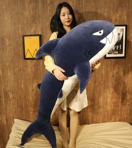 Yeni yenilik 60150cm dev köpekbalığı peluş oyuncaklar yumuşak hayvan doldurulmuş uzun uyku yastık oyuncakları doğum günü için yeni yıl hediyeler erkekler GIR5670981