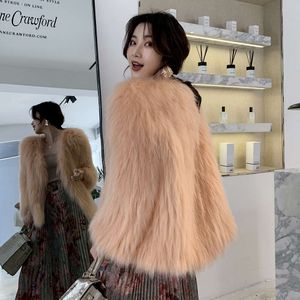 Beauty Raccoon High "Evergreen" Dog Woven Slim Fox Hair Mid Length Fur Coat For Women 8048