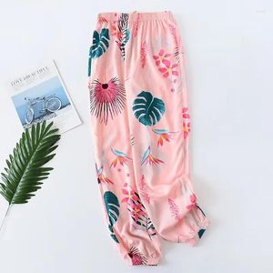 Damen-Nachtwäsche, lässige Sommer-Pyjama-Hose – weiche Baumwolle, bequemer elastischer Bund, süß mit sexy Blumen-Design