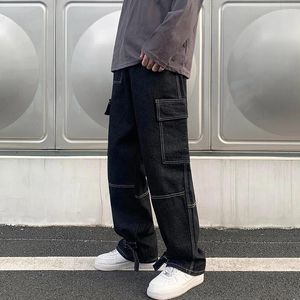 Jeans masculinos homens perna larga hip hop casual em linha reta baggy denim calças streetwear skate calça calças neutras plus size S-5XL