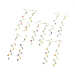 Dangle Earrings Kissitty 30 Pairs Mixed Color Leaf Long Tassel For Women Wire Wrapped Jewelry Findings Gift