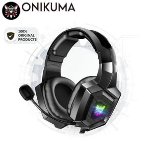 Onikuma Wired Stereo Gaming -hörlurar med MIC LED -lampor för Gamer Headset 240314