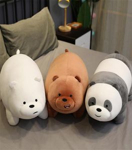 Desenhos animados três ursos nus boneca de pelúcia travesseiro deitar panda tamanho grande brinquedos de pelúcia presentes para crianças presente de aniversário mx2007165608415