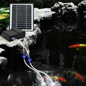 Zubehör Aquarium-Sauerstoffpumpe, solarbetriebene, regensichere, energiesparende Luftpumpe für Aquarium, Außenpool, Sauerstoffversorgung